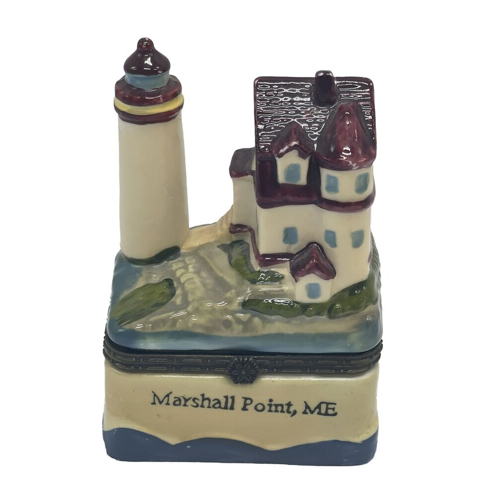 Vintage Marshall Point ME Lighthouse Souvenir Trinket Box LIghthouse Collection